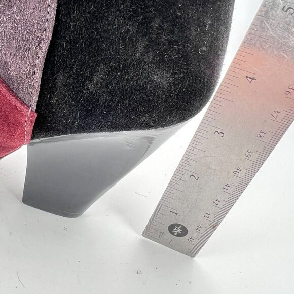 Tory Burch Lila 90mm Women Size 6M Burgundy Grey Black Suede Knee High Boot - Picture 11 of 15